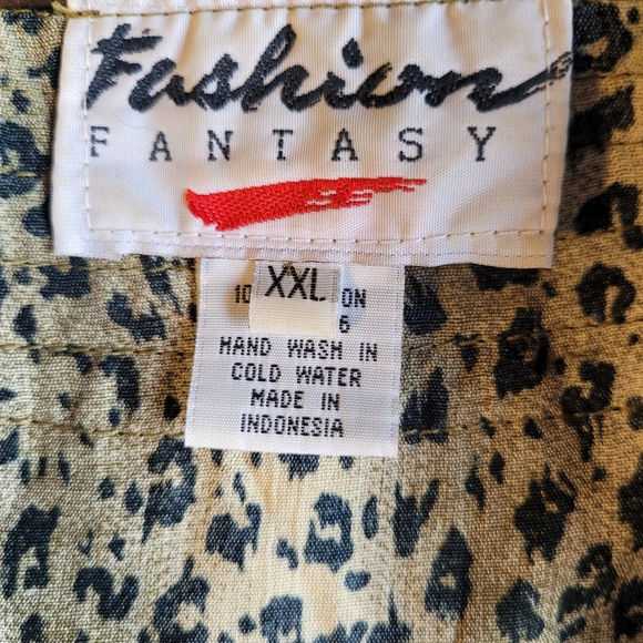 Vintage Loungewear Fashion Fantasy 3pc  Top Vest Pants Y2K 90s XXL Cheetah Queen - Picture 8 of 10